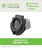1 Hoover Flair Washable & Reusable Replacement Filter Fits Hoover Flair Primary Stick Vacuum Cleaner; Fits Hoover Flair Vacuum Cleaner S2200, S2220, S2201; Compare to Part # 59136055; Designed & Engineered by Crucial Vacuum