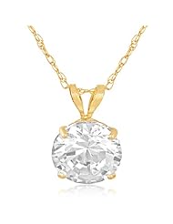 Jewelili 14kt Yellow Gold Solitaire Pendant With 8mm Round Cubic Zirconia