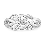 Platinum Plated Sterling Silver Round Diamond Knot Twisted Fashion Ring (1/10 cttw)