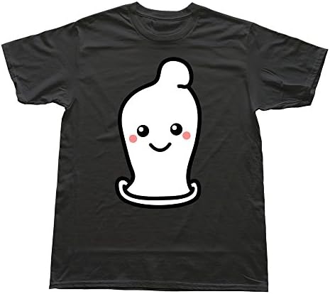 PTHZ Men's Cute Condom Cotton T Shirt Tee Black XS