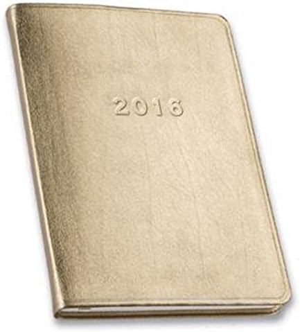 2016 Weekly Desk Gold Satin Planner Calendar (Including July 2015 - June 2017 Monthly Format) (Size 8" X 5.75") Made in USA