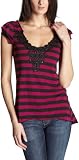 Self Esteem Junior's Striped Applique Tee,Very Berry,Medium