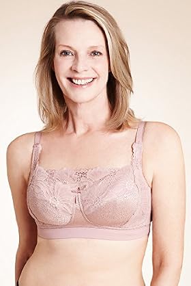 Post Surgery Floral Lace Jacquard Print Padded Bra with Modal