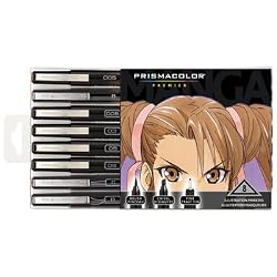 Prismacolor Manga Illustration Markers 8 Pack 6 Fine Black Tips and 2 Sepia Pens