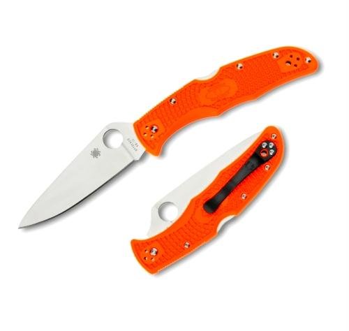 Spyderco Endura4 Lightweight FRN Flat Ground Plain Edge Knife, Orange