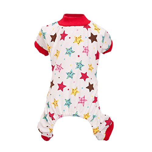 Silvercell Puppy Star/Rabbit Pattern Pajamas Jumpsuit Shirt Red S