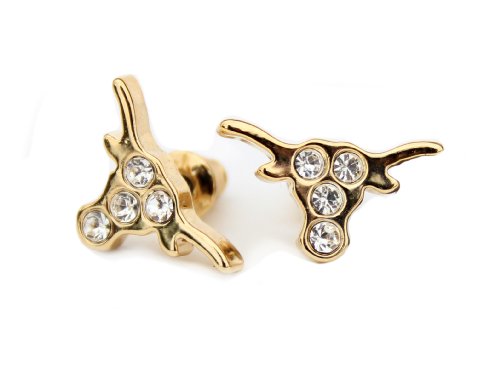 University Of Texas Earrings - Longhorn Stud Earrings, Gold Tone