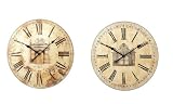 Set of 2 Wall Clocks with Roman Numerals in Antique Brown Finish Review