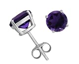 Sterling Silver 8mm Round Amethyst Earrings