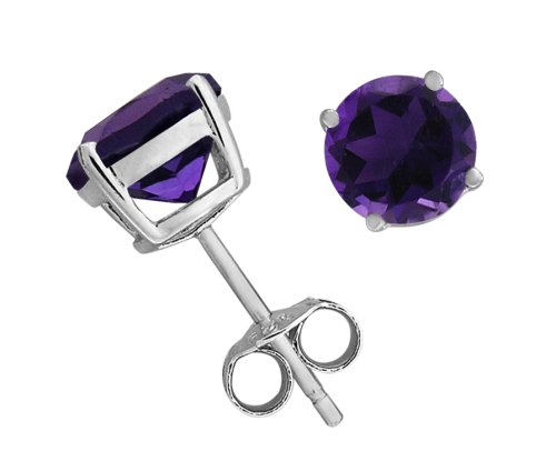 Sterling Silver 8mm Round Amethyst Earrings