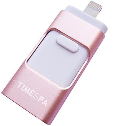 3in1 iPhone Memory Stick USB Flash Drive with Lighting Connector Micro USB for iPhone iPad Android Phone (Rose Gold-32G-3in1)