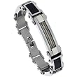 8 1/2 in. Gent's Stainless Steel Cable & Black Carbon Fiber Bracelet, 9/16 in. (15 mm) wide