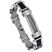8 1/2 in. Gent's Stainless Steel Cable & Black Carbon Fiber Bracelet, 9/16 in. (15 mm) wide