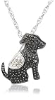Sterling Silver Black and White Diamond Dog Pendant