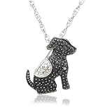 Sterling Silver Black and White Diamond Dog Pendant