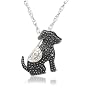 Sterling Silver Black and White Diamond Dog Pendant
