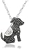 Sterling Silver Black and White Diamond Dog title=
