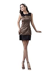 Leopard Print Satin/Silk/Spandex Sleeveless Evening Dress 
