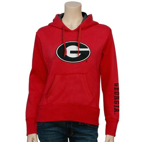 Georgia Bulldogs Ladies Red Classic Twill Pullover Hoody Sweatshirt (Large)