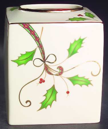 Lenox China Holiday Nouveau-Gold Square Tissue Box Cover, Fine China Dinnerware