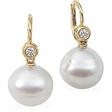 18K White or Yellow Gold Paspaley South Sea Cultured Pearl and Diamond Earrings