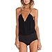May&Maya Women's Black Wrap Front Bodice Cami Bodysuit