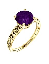 10K Yellow Gold 8.00mm Round Cut Chatham Created Alexandrite Ring -- LIFETIME WARRANTY