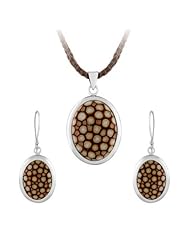 Sterling Silver Oval Tan Stingray Set (Chain Not Included)