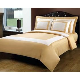 MARRIKAS 5 PC 300TC Egyptian Cotton KING GOLD IVORY Duvet Cover Set