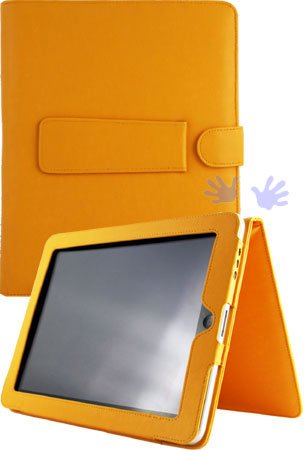 HHI iPad Flip Leather Case with Magnetic Kick Stand - Tangerine