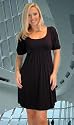 Bubble Sleeved Black Babydoll Casual Dress