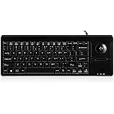 Perixx PERIBOARD-514PLUS, Wired Keyboard with Trackball - 14.57x5.39x1.02 Inch Dimension - 2x PS2 Connector with 1 USB Adapter - Trackball Updated in 2015