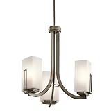 Kichler Lighting 42425SWZ Leeds 3-Light Chandelette - Shadow Bronze with Satin-Etched Cased Opal Glass
