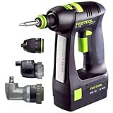 Festool C12 12V NiCD 2.4 Ah Cordless Drill Set W/ Right Angle & Eccentric Chucks PC1224S