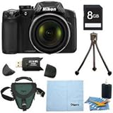 Nikon COOLPIX P510 16.1 MP CMOS Digital Camera with 42x Zoom NIKKOR ED Glass Lens and GPS Record Location (Black) Premiere Bundle With 8GB SD Card , Dig Pro Case , Cleaning Kit And More