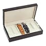 WOOD WATCH BAND STRAP CASE DISPLAY STORAGE HOLDER BOX WITH DARK WALNUT FINISH HOLDS 12 WATCH BANDS