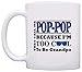ThisWear Father's Day Gift for Pop-Pop Too Cool to Be a Grandpa Sunglasses Gift 11oz Ceramic Coffee Mug with Handle