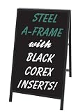 NEOPlex 24 x 42 Black Powder Coated Steel Sidewalk Sandwich Board A-frame Sign w/Black Corrugated Plastic Insert Panels