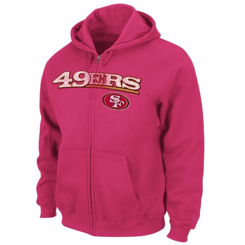 NFL San Francisco 49Ers Touchbck III Full Zip Jacket Adult Long Sleeved Fullzip Hooded Fleece, Bright Cardinal, Large