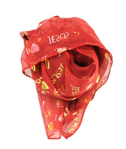 Modadorn I Love Jesus Religious Mini Scarf Handkerchief Pocket Square