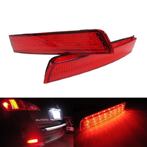iJDMTOY Nissan Juke Murano Quest Sentra Infiniti FX35 FX37 FX50 QX70 Red Lens 24-SMD LED Bumper Reflector Lamps