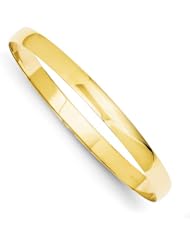 14k Yellow Gold 6mm Solid Polished Half-Round Slip-On Bangle. Metal Wt- 13.43g