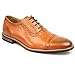 Parrazo New Men's Modern Cap Toe Cognac Brown Lace up Oxfords Wooden 3