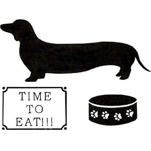 Dog, Food Dish and Food Sign Silhouette Temporary Removable Wall Stickers, Black