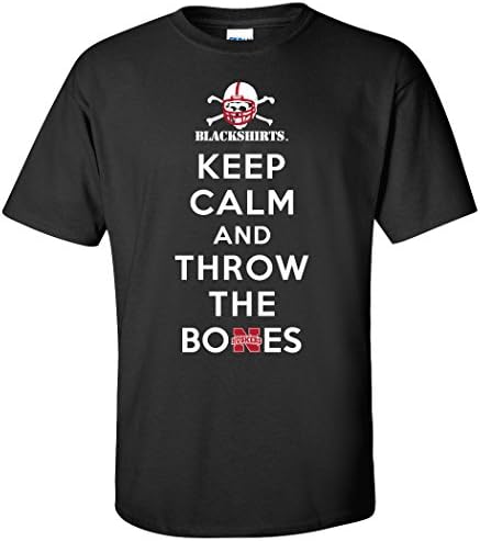 Nebraska Cornhuskers Football Blackshirts "Keep Calm and Throw the Bones" Tee Shirt - Black - 2X