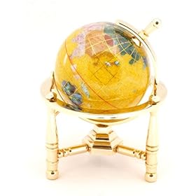 【クリックで詳細表示】(ピィアース)Piearth 地球儀 球径8cm 黄水晶 3脚タイプ P8 3IGSY