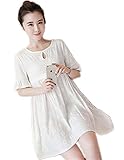 【TPGROWIN】 マタニティ ウェア 授乳服 ワンピース 授乳口付き 綿麻 半袖 フリル エレガント 準備 外出着 妊婦服 授乳 楽ちん 全3色 (M, ホワイト)