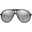 I Ski Climax Classics Designer Sunglasses - Matte Black with Yellow Line/Smoke with Silver Flash