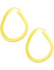 14 Karat Yellow Gold Pear-shape Satin Hoop Earrings