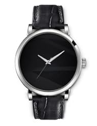 SPRAWL Aanalog Fashion Series Silver Ladies Watches of Genuine Black Leather Strap,Unique Wrist Watch for Women Girls Designed with Road texture in the dark